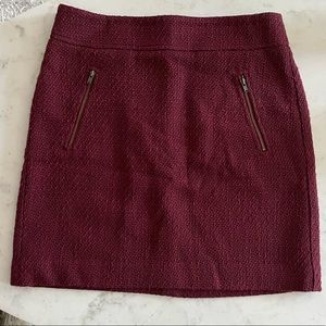 Cranberry Tweed Mini Skirt